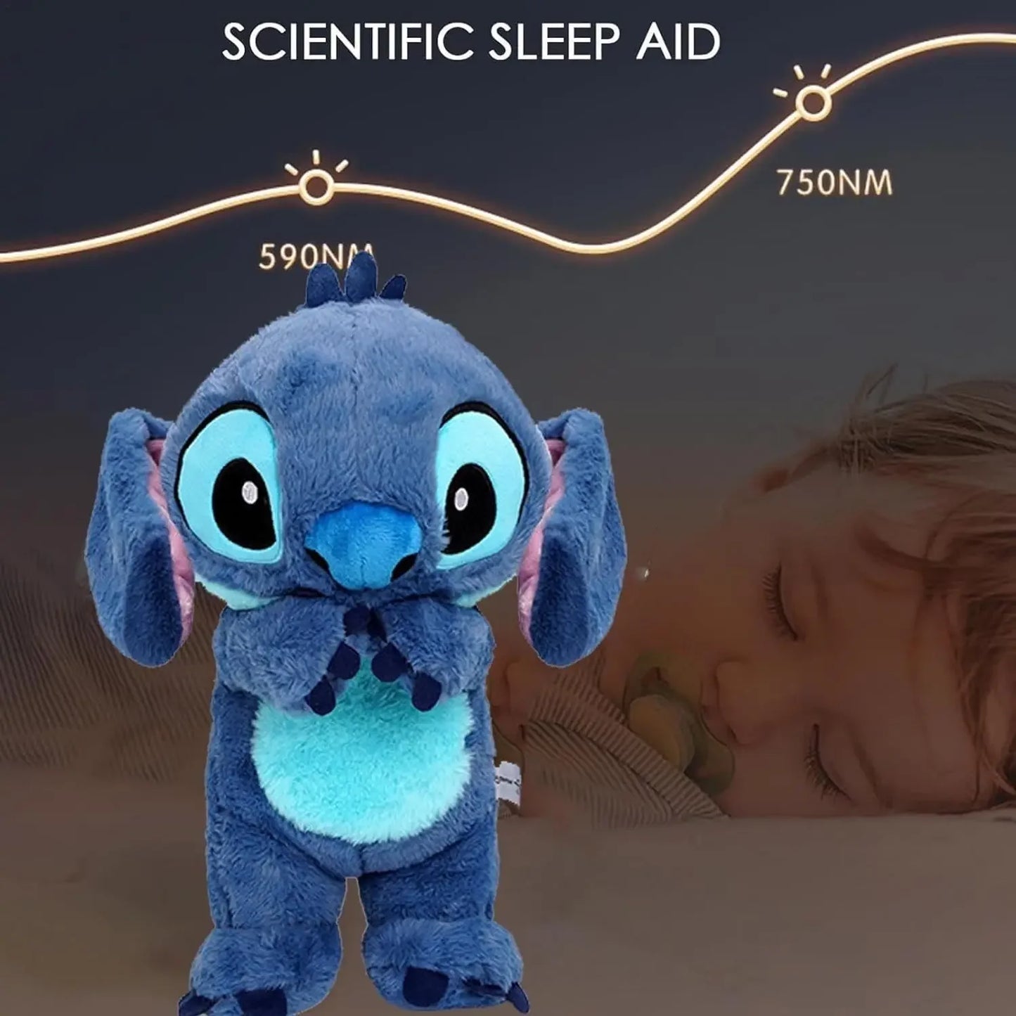 Lilo&Stitch Peluches Juguete con Música Relajante Compañero de Sueño Juguete de Sonido y Luz Regalo