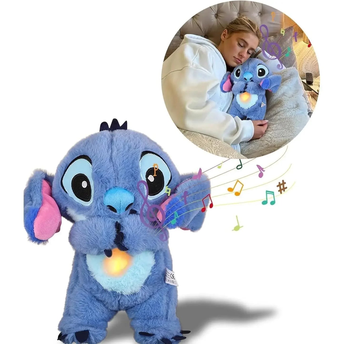 Lilo&Stitch Peluches Juguete con Música Relajante Compañero de Sueño Juguete de Sonido y Luz Regalo